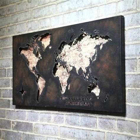 47 x 23 Large Metal World Map Wall Art Home Decor | Etsy | Décoration murale métal, Décoration ...