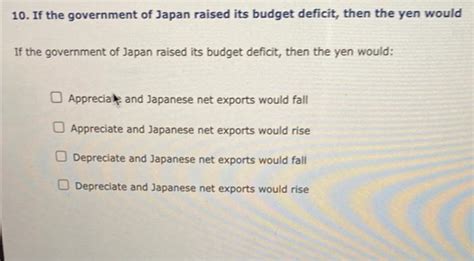 Solved 10. If the government of Japan raised its budget | Chegg.com