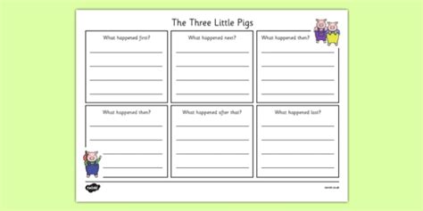 The Three Little Pigs Simple Story Writing Frame