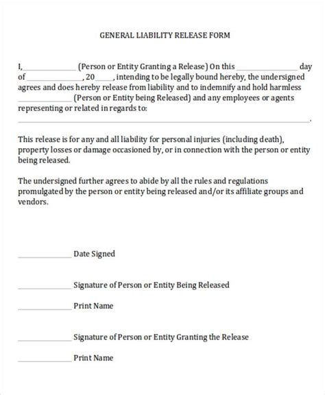 FREE 7+ General Release of Liability Form Samples in MS Word | PDF