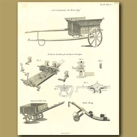 Horse Cart. Genuine antique print for sale.