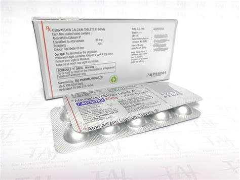 ATORVASTATIN CALCIUM TABLETS IP ATORTAJ 20 - Taj Generics Pharmaceuticals | Taj Pharma