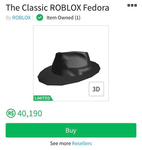 Roblox limited item [Classic Fedora], Video Gaming, Gaming Accessories ...