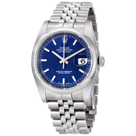 Rolex Datejust 36 Blue Dial Stainless Steel Rolex Jubilee Automatic Men ...