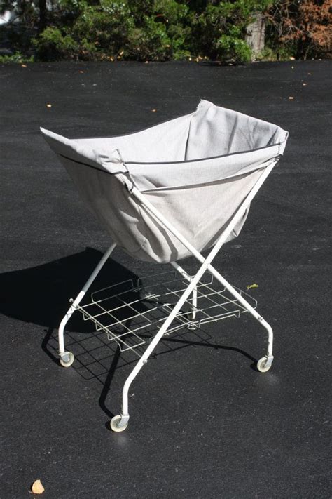 Vintage Folding Laundry Cart Laundry Basket On Wheels | Folding laundry ...