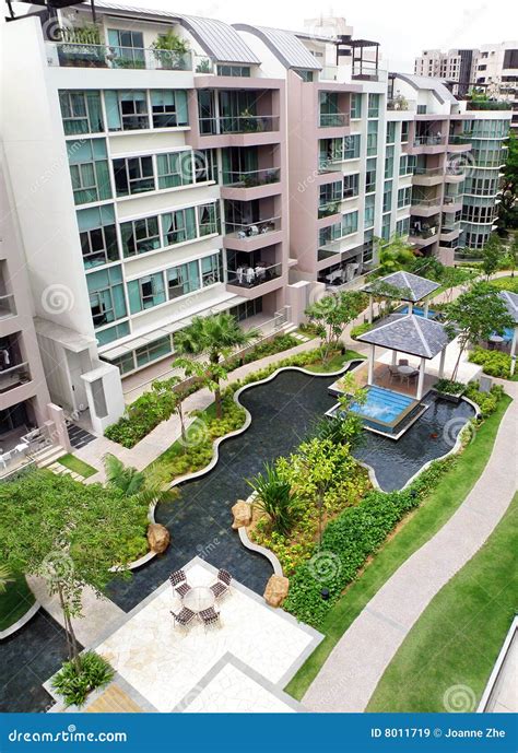 Modern Condominium Exterior & Landscaping Stock Image - Image of exteriors, condominiums: 8011719