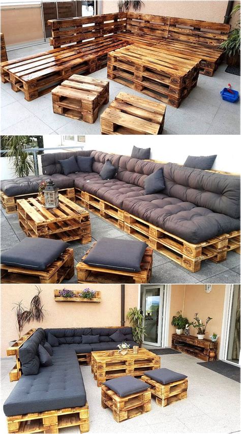 several different types of wooden pallet furniture are shown in this ...