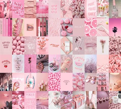 Light Pink Baby Pink Aesthetic Wall Collage Kit Pack of 70 | Etsy