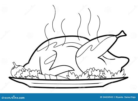 Roasted chicken stock vector. Illustration of grill, bird - 34424943