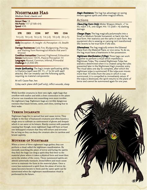 Nightmare Hag | Dnd dragons, Dnd monsters, Dnd 5e homebrew