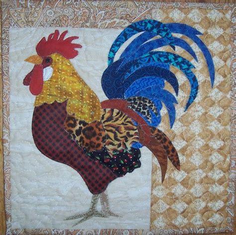 Rooster Applique mini quilt | Animal quilts, Applique quilting, Art quilts