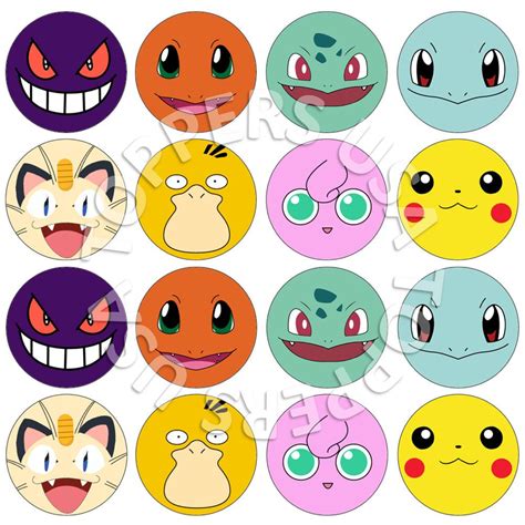 16x EDIBLE Pokemon Faces Birthday Cupcake Toppers Wafer Paper 4cm (uncut) | eBay | Festa de ...