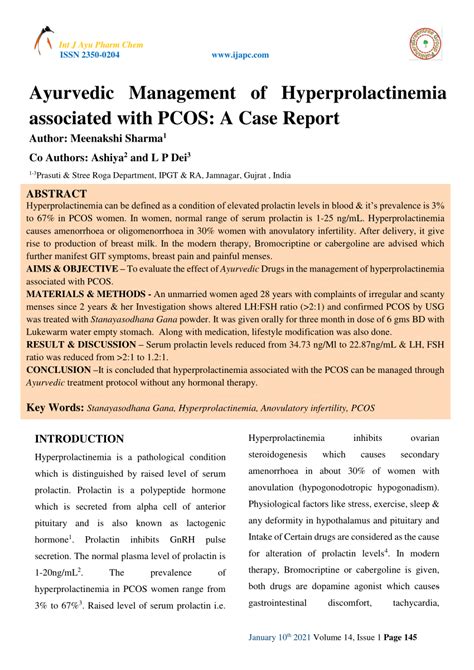 (PDF) Ayurvedic Management of Hyperprolactinemia associated with PCOS ...