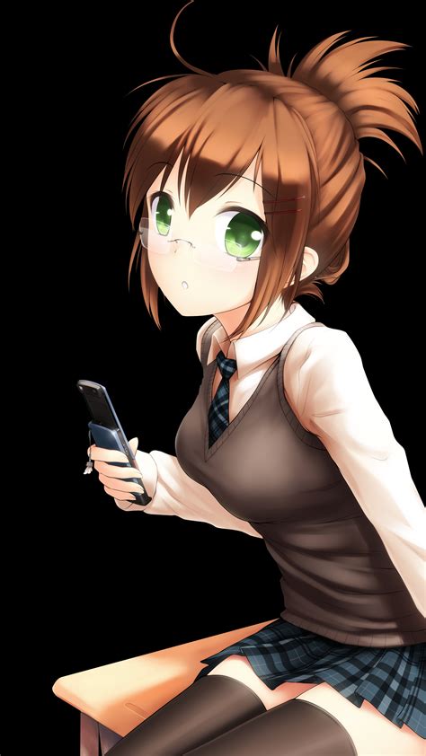 Cute Anime Girl on Cellphone [1440x2560] : r/Amoledbackgrounds