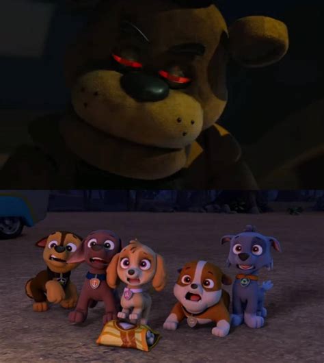 Paw Patrol pups scared Of Freddy Fazbear by maxtop9002 on DeviantArt