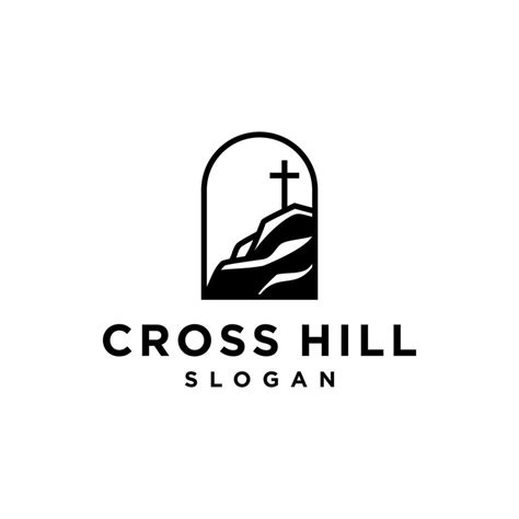 holy cross logo icon .hill and mountain with holy christian cross logo ...