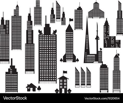 Silhouette of perspective city buildings Vector Image