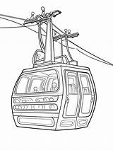 Design An Air cable car coloring Book Line Art Page  sketch template