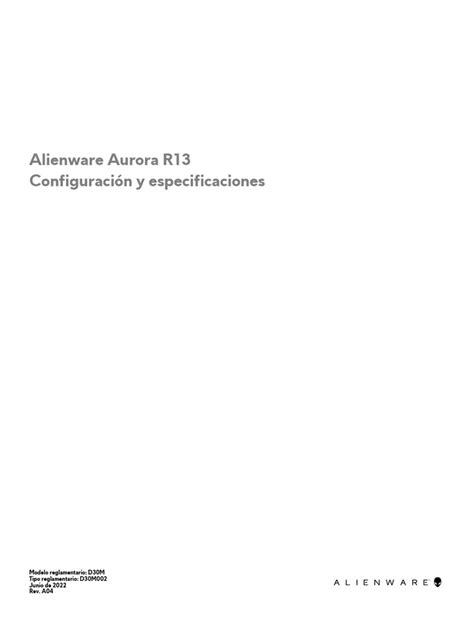 Alienware Aurora r13 Setup and Specifications Es XL | PDF | Hardware de ...