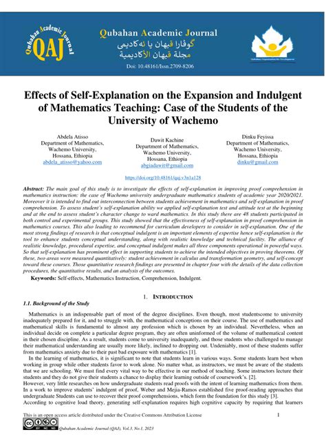 (PDF) Effects of Self-Explanation on the Expansion and Indulgent of Mathematics Teaching: Case ...