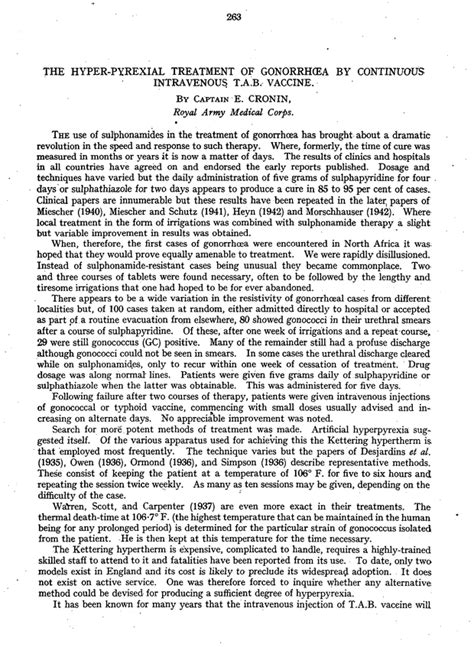 The Hyper-Pyrexial Treatment of Gonorrhœa by Continuous Intravenous T.A.B. Vaccine | BMJ ...