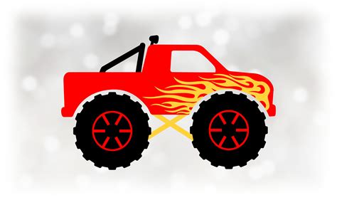 Car/automotive Clipart: Red Monster Truck With Yellow/gold - Etsy UK