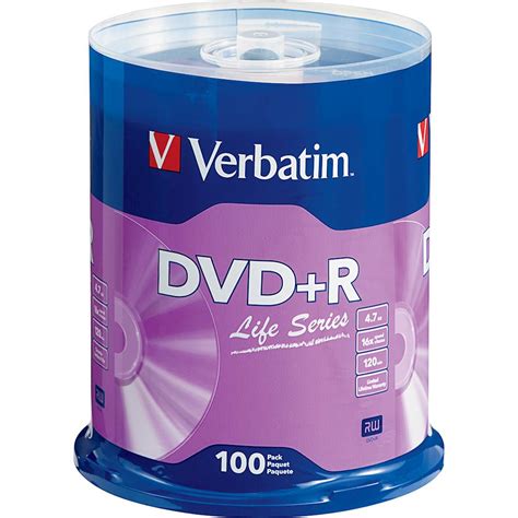 Best Buy: Verbatim Life Series 16x DVD+R Discs (100-Pack) 97175