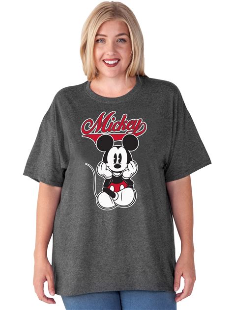 Disney - Disney Mickey Mouse Varsity T-Shirt Charcoal Gray (Women's ...