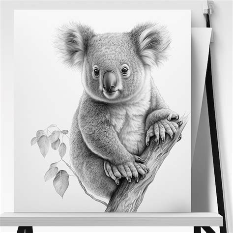 Pencil sketch cute koala animal drawing realistic AI Generated ...