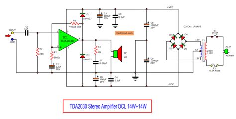 TDA2030 Stereo Amplifier OCL circuit diagram Subwoofer Amplifier, Car Audio Amplifier, Stereo ...