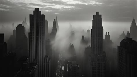 Premium AI Image | black and white photography of a cityscape