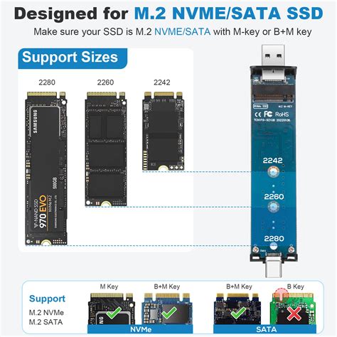 M.2 NGFF / NVMe SATA SSD to USB 3.2 External Case Hard Drive Enclosure Adapter | eBay