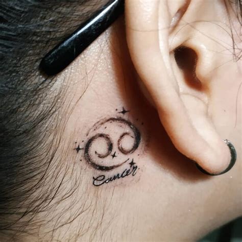 Cancer Sign Tattoo Behind Ear : Cancer Zodiac Sign Tattoo Behind Ear ...