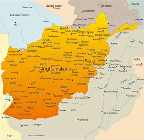 Städtekarte von Afghanistan - OrangeSmile.com