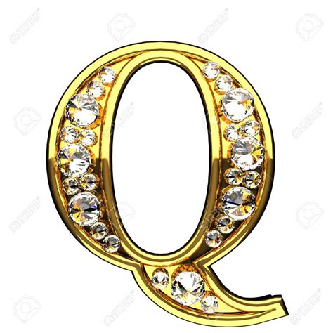 q isolated golden letters with diamonds on white | Letras de oro ...