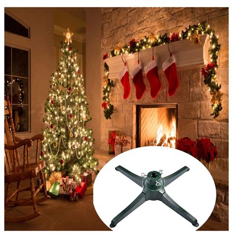 360-Degree Christmas Tree Stand Holder Rotating, Adjustable Christmas Tree Stand for Up to 9.8ft ...