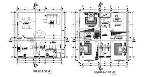 10X10 Meter House Plan With Furniture Layout CAD Drawing DWG File - Cadbull