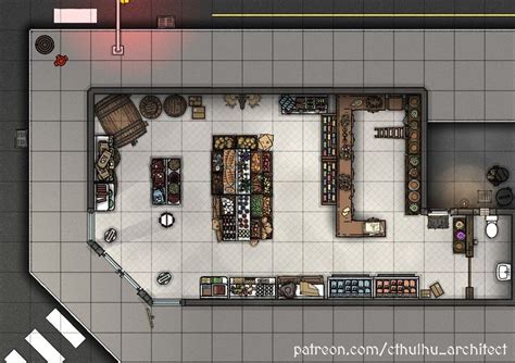 Grocery Store - 17 x 12 : battlemaps | Building map, Tabletop rpg maps, Dnd world map