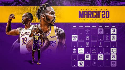 Schedule Wallpaper for the Los Angeles Lakers Regular Season 2019-20. Game times are CET. Made ...