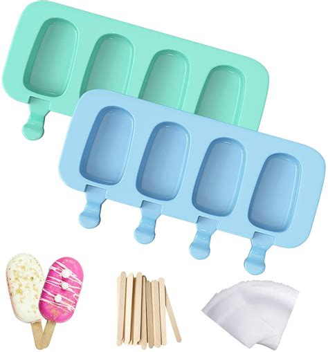 2 Pack Homemade Cake Pop Molds, Reusable Silicone Popcical Molds Maker Ice Pop Cream Molds ...