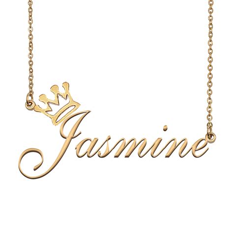 Jasmine Name Necklace With Crown Name Necklace Gold Custom - Etsy UK