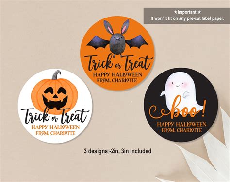 Halloween Labels Trick or Treat Bag Stickers Tag Halloween Candy Label Kids School Classroom ...