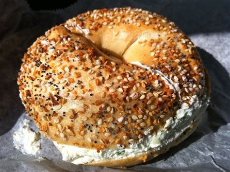 everything bagel w/ scallion cream cheese | Yelp