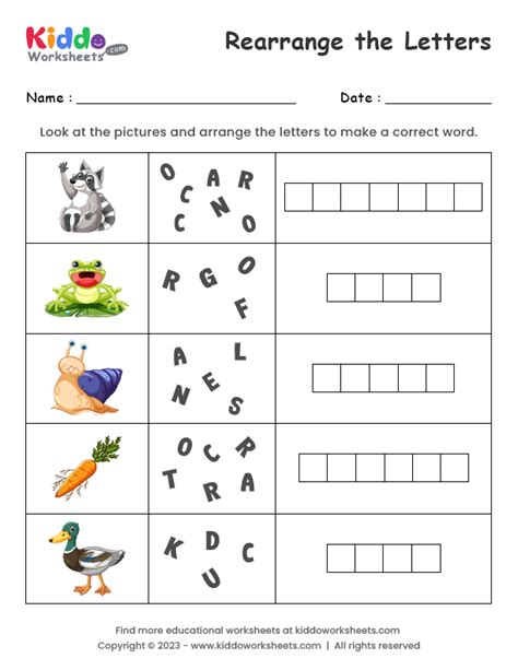 Free Printable Arrange Letters Worksheet - kiddoworksheets