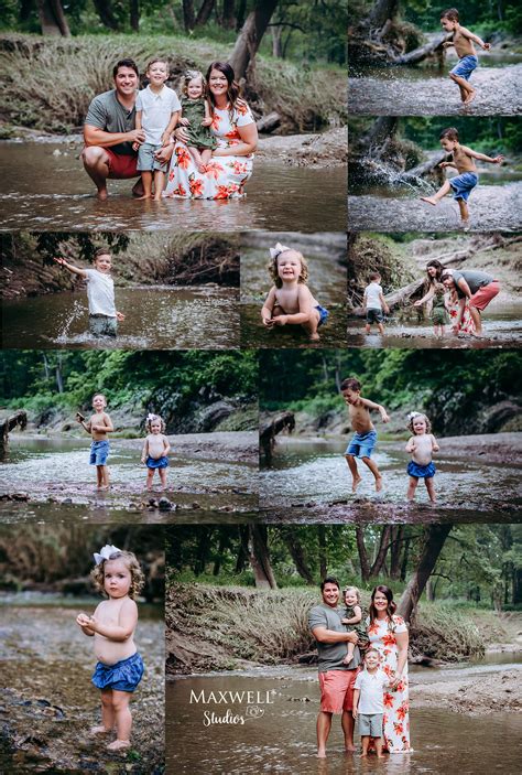 Family pictures in a creek. Family poses. Fun family portraits. | Fun ...