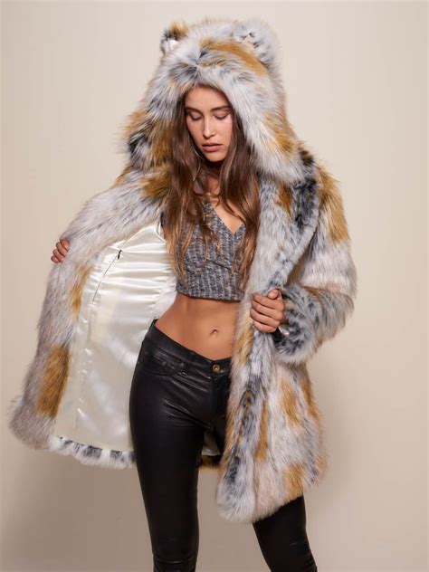 SpiritHoods® Faux Fur Womens Coat With Hood & Ears Classic Arctic Fox