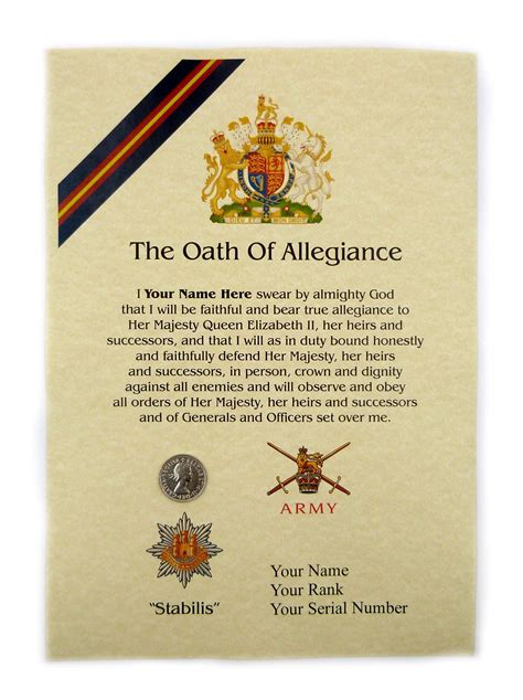 Royal Anglian Regiment Oath Of Allegiance Certificate Personalised | Oath, Allegiant, Regiment