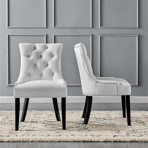 Regent Tufted Performance Velvet Dining Side Chairs - Set of 2 in White - Hyme Furniture