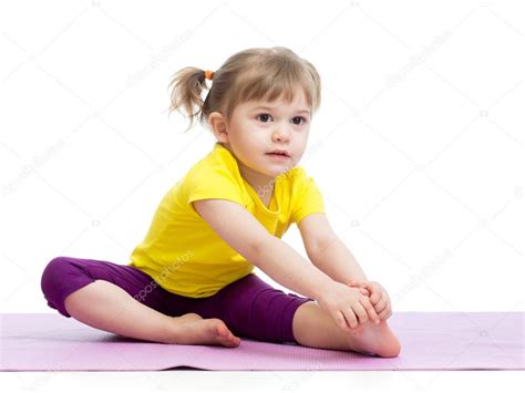 Kid girl doing fitness exercises — Stock Photo © oksun70 #45881967