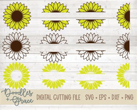 Sunflower SVG Bundle Fall Sunflower Svg Split Sunflower - Etsy